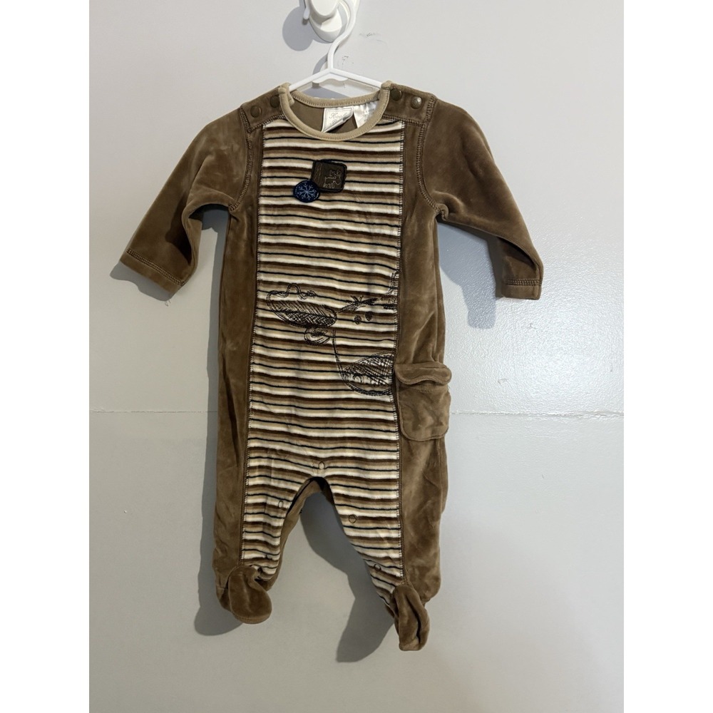 Vintage Koala Baby Boutique Brown Velour Moose Pajamas Size‎ 3-6 Months